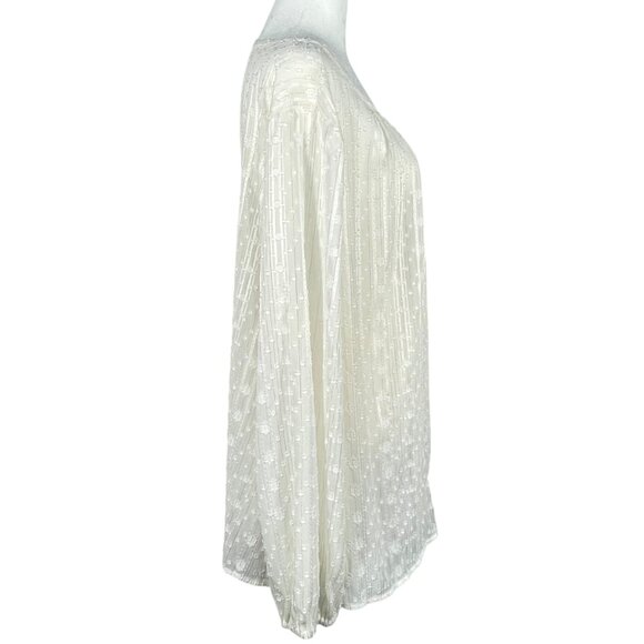 NWT Liz Claiborne Ivory Textured Semi‑Sheer Blouse – Long Sleeve, Plus Size 1X - Picture 3 of 16